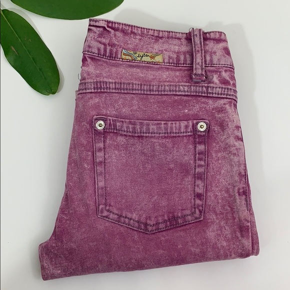 Tyte Jeans Denim - TYTE | Skinny Pink Acid Wash Jeans